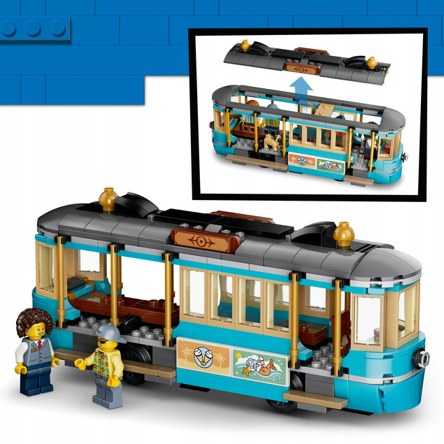 LEGO City 60506 Tramwaj przy plaży – Zestaw klocków z minifigurkami i zwierzętami