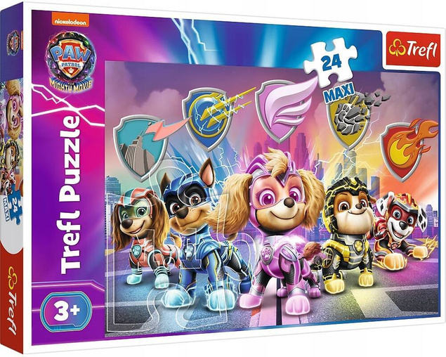 PUZZLE 24 MAXI UKŁADANKA PSI PATROL PAW PIESKI MIGHTY PUPS MOVIE 3+ TREFL