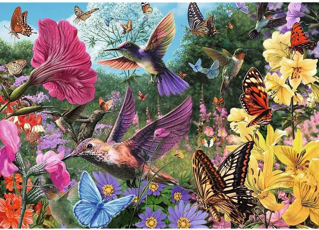 Puzzle 1000 elementów Tea Time: Ogród dla ptaków – Trefl