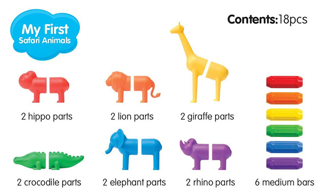 Klocki magnetyczne SmartMax My First Safari Animals IUVI Games 18 szt.