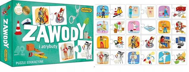 Puzzle Adamigo Zawody i Atrybuty 24 elementy Edukacyjna Układanka dla Dzieci