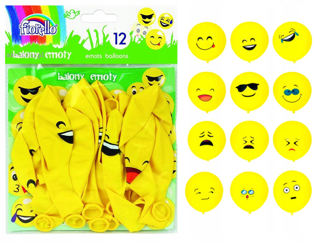 Balony EMOTKI Emoty Party Urodziny Przyjęcie 12 Sztuk Fiorello