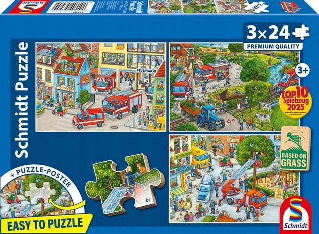 Puzzle Straż Pożarna 3x24 elementy Schmidt Spiele dla Dzieci 3+