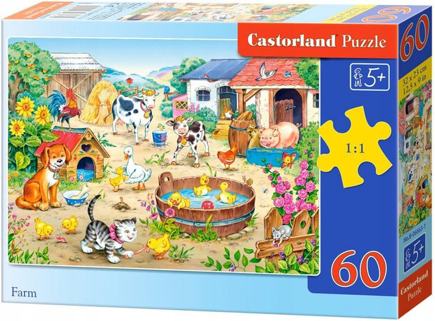 Puzzle 60 Układanka Farma ZWIERZĘTA Wieś Pies Kot 5+ Castorland