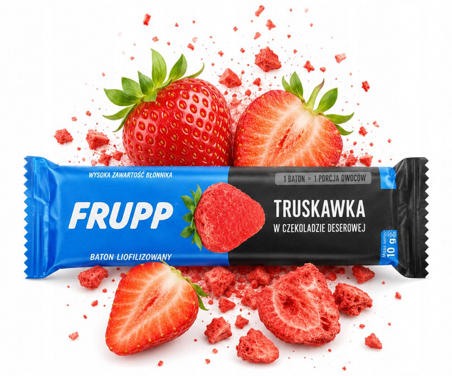 Frupp Baton liofilizowany truskawkowy bez cukru bez glutenu 10 g