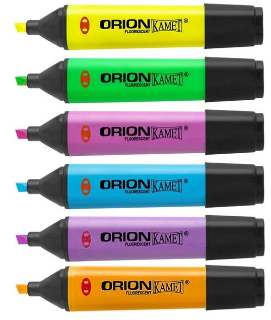 Zakreślacz Ze Ściętą Końcówką Orion 6 Kolorów Kamet