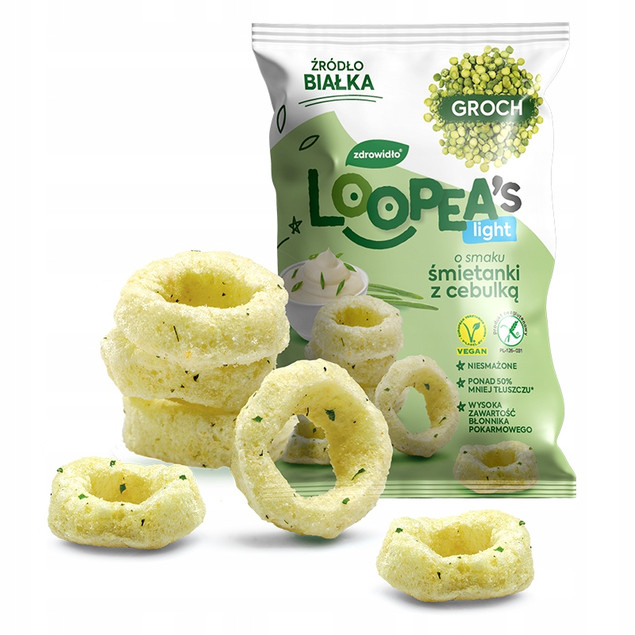 Chrupki z Grochu o Smaku ŚMIETANKI Z CEBULKĄ Loopea's 50g x20