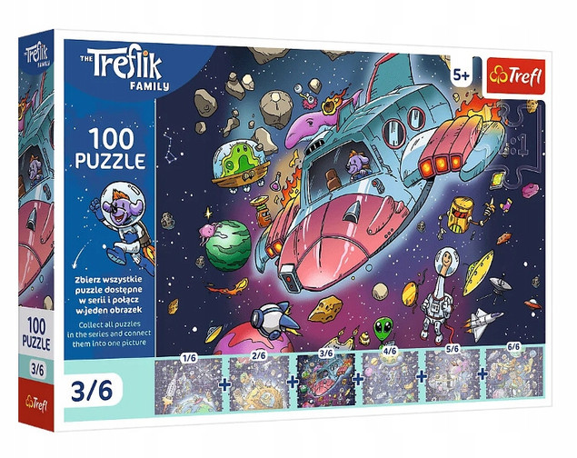 Puzzle Trefl 100 el. Rodzina Treflików: Gonduś w Rakiecie