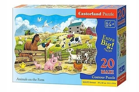 Puzzle 20 Maxi Układanka Zwierzęta NA WSI Farma Zagroda Koń Krowa 4+ Castor