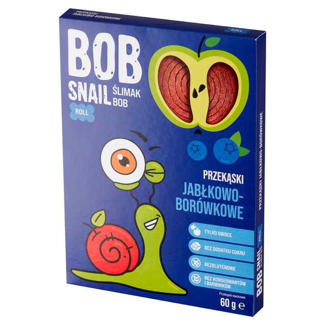 4x Przekąski BOB SNAIL Owocowe MIX Jabłko Malina Truskawka Bez Cukru 240g