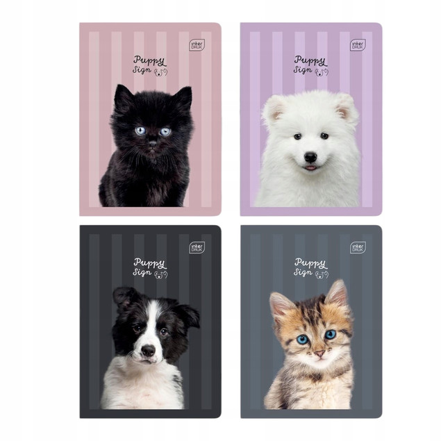 Zestaw 4 zeszytów A5 w 3 linię 32 kartki Puppy – Interdruk
