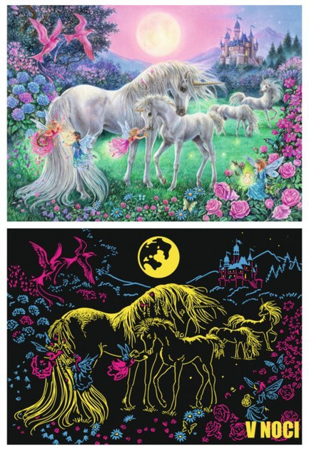 Puzzle Ravensburger 100 elementów Jednorożce w świetle księżyca