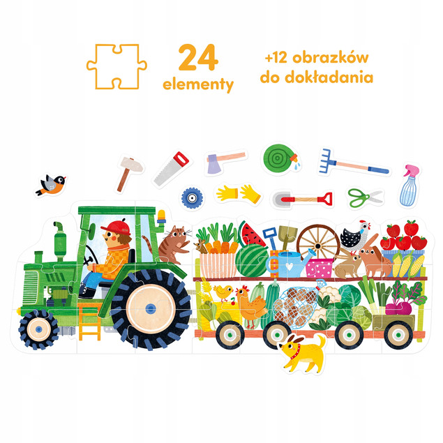 CzuCzu Moto Puzzle Traktor 24 elementy dla dzieci 2+ Edukacyjne