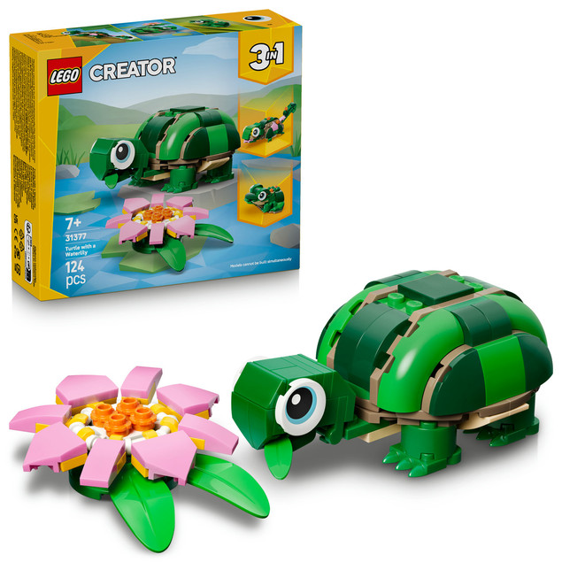 LEGO Creator 3 w 1 31377 Żółw i Kwiat Lilii Wodnej – 3w1 Zwierzęta Kameleon Żaba