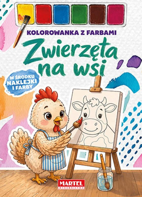 ZWIERZĘTA NA WSI. KOLOROWANKA Z FARBAMI