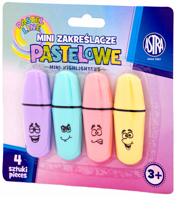 Zakreślacze mini pastel 4kol ASTRA
