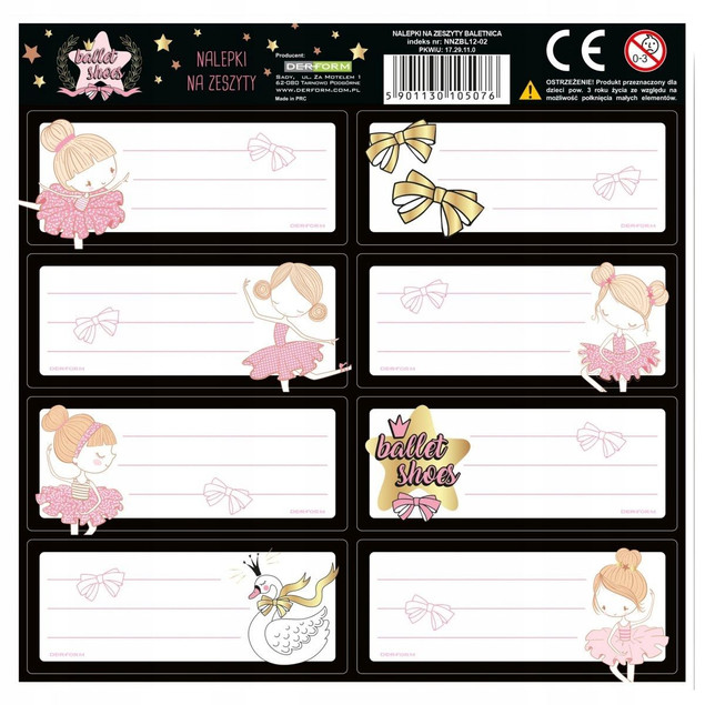 Naklejki Nalepki Na Zeszyt BALETNICA Balet Derform NNZBL12