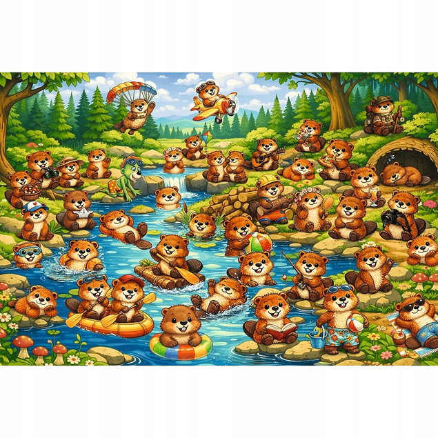 Trefl Puzzle Rodzina Treflików, Seek & Find 100 el. Bobry w akcji