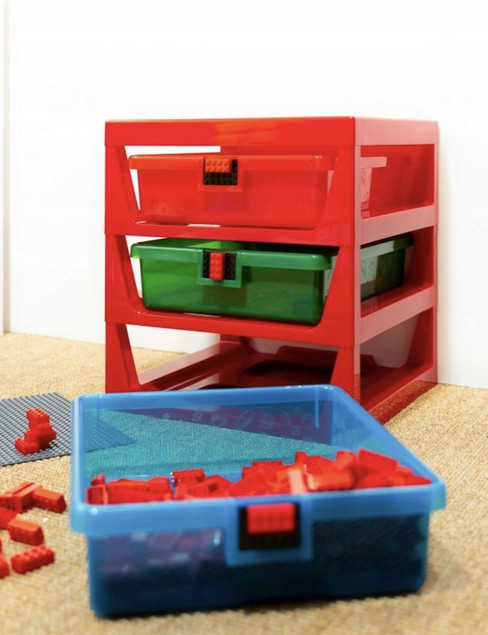 LEGO Regał Sorter na Klocki z 3 Szufladami i Płytką Szary