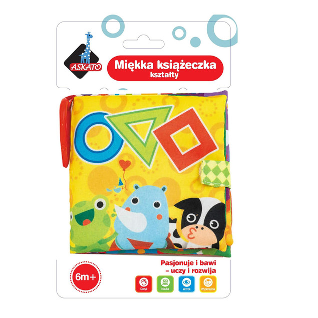 Miękka Książeczka Sensoryczna Askato Kształty 101385 z Piszczałką dla Niemowląt
