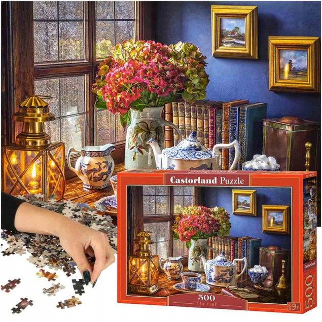 Puzzle 500 Układanka Kwiaty HERBATA Widok Książki Obraz 9+ Castorland