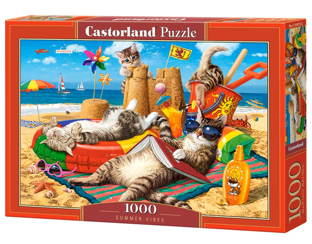 Puzzle 1000 Układanka Zwierzęta KOTY Kotki Plaża Ocean Lato 9+ Castorland