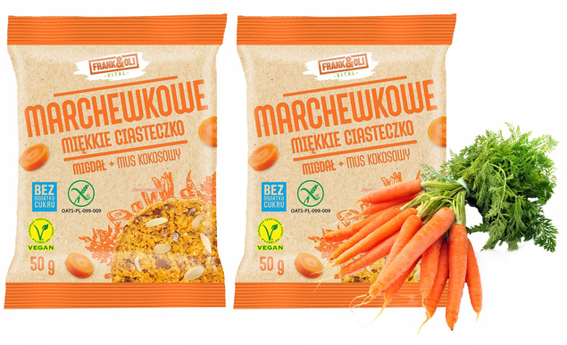 MARCHEWKOWE Miękkie Ciasteczko Frank&Oli 50g x2