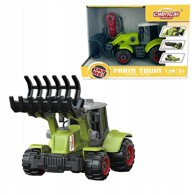 Traktor do Skręcania ASKATO Farm Town z Łyżką i Narzędziami (1:16)