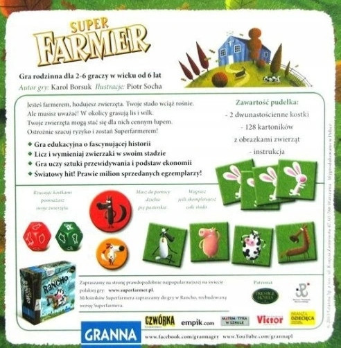 Super Farmer Rodzinna Gra Planszowa Dla Dzieci 6+ Granna 00175