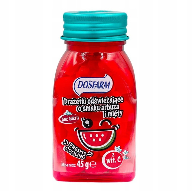 Cukierki Drażetki Odświeżające o Smaku ARBUZ MIĘTA Dosfarm 45g