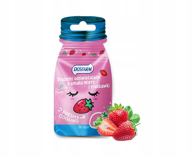 Drażetki bez cukru mięta truskawka z wit. C Dosfarm 15g