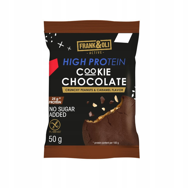 FRANK&OLI Ciastko Proteinowe Czekoladowe ORZECHY ZIEMNE KARMEL 50g x2