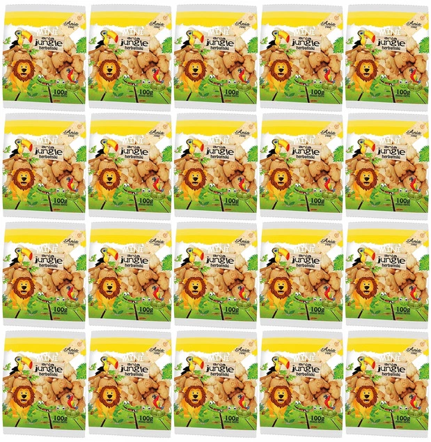 20x ZESTAW Ania Jungle Herbatniki Mini Zoo 20szt. x100g Bez Cukru