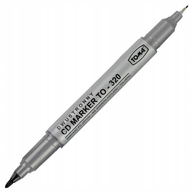 Marker Permanentny Z Tuszem Wodoodpornym Dwustronny Pisak Czarny TOMA