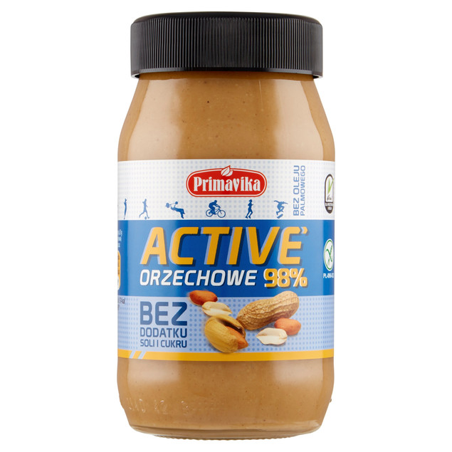 Pasta Orzechowa Active Bez Dodatku Soli i Cukru 470 g - Primavika