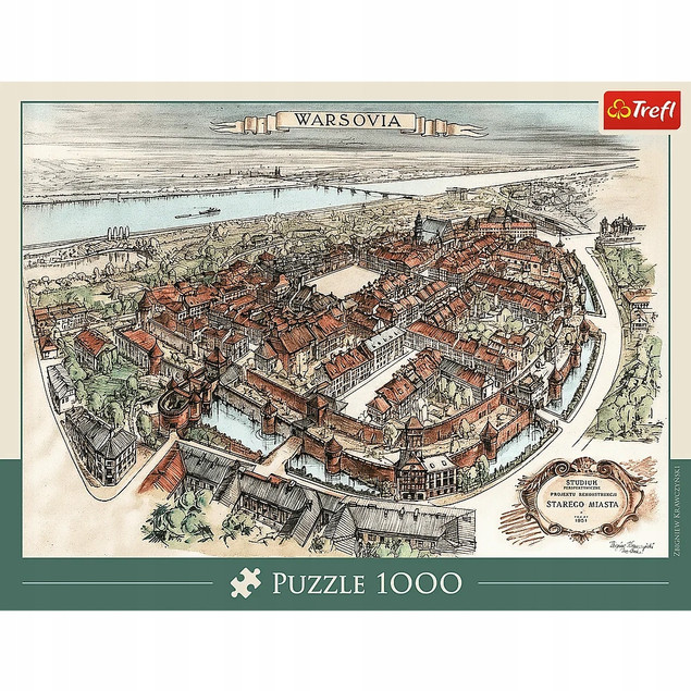 Trefl Puzzle 1000 el. Projekt Rekonstrukcji Starego Miasta Warszawa 1951 - Historyczna Odbudowa Starówki