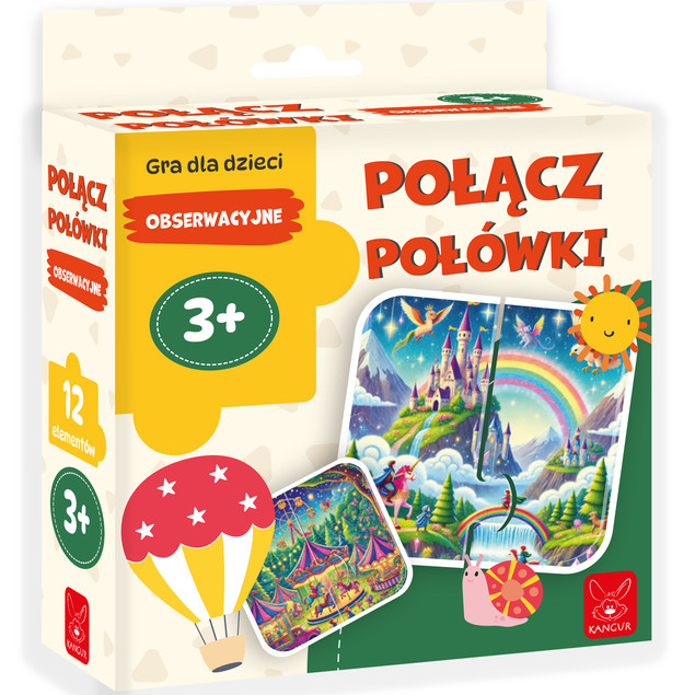 Puzzle Kangur Połącz Połówki Obserwacyjne 12 elementów 3+ M