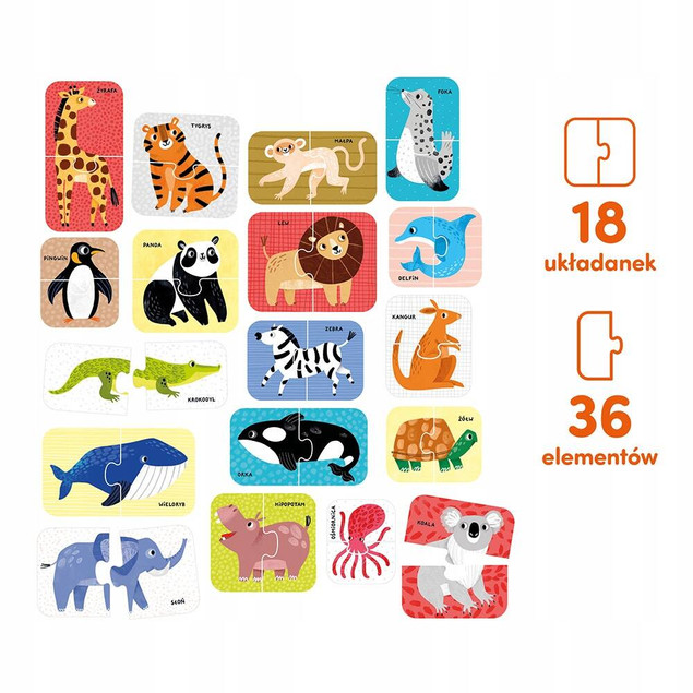 Puzzle Do Pary Dzikie Zwierzęta 18m+ CzuCzu