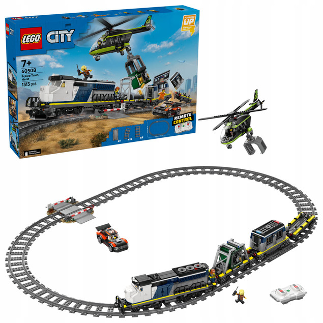 LEGO City 60508 Napad na Policyjny Pociąg Powered Up Zestaw Kolejowy Klocki dla Dzieci 7+