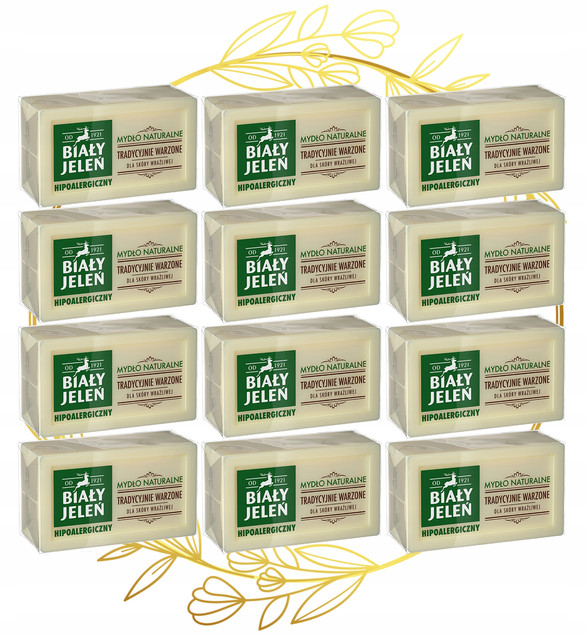 12x BIAŁY JELEŃ Hipoalergiczne Mydło Naturalne Do Skóry Wrażliwej w Kostce