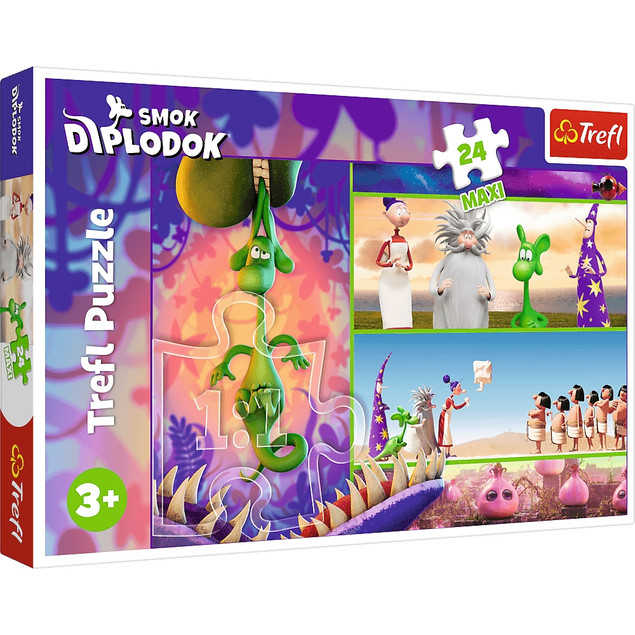 Trefl Puzzle 24 elementów Maxi Ciekawski Smok Diplodok