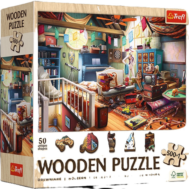 Trefl Puzzle drewniane 501 el. Skarby na strychu