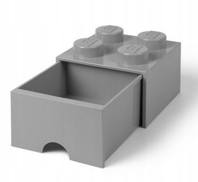 Pojemnik LEGO Brick 4 Szary z Szufladą na Klocki 40051740