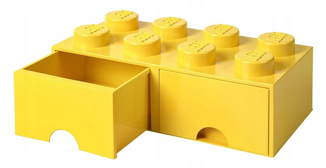 LEGO Brick Drawer 8 Pojemnik Klocek z Szufladami Żółty