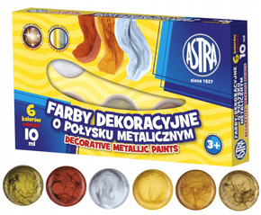 Farby Dekoracyjne O Połysku Metalicznym 6 Kolorów 10ml 3+ Astra