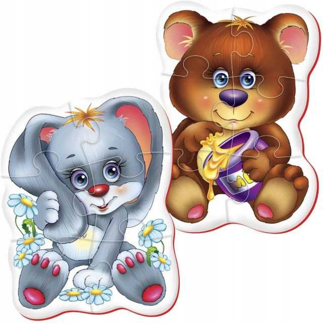 Puzzle Piankowe Miś i Królik Roter Kafer dla Dzieci 2+ Edukacyjne
