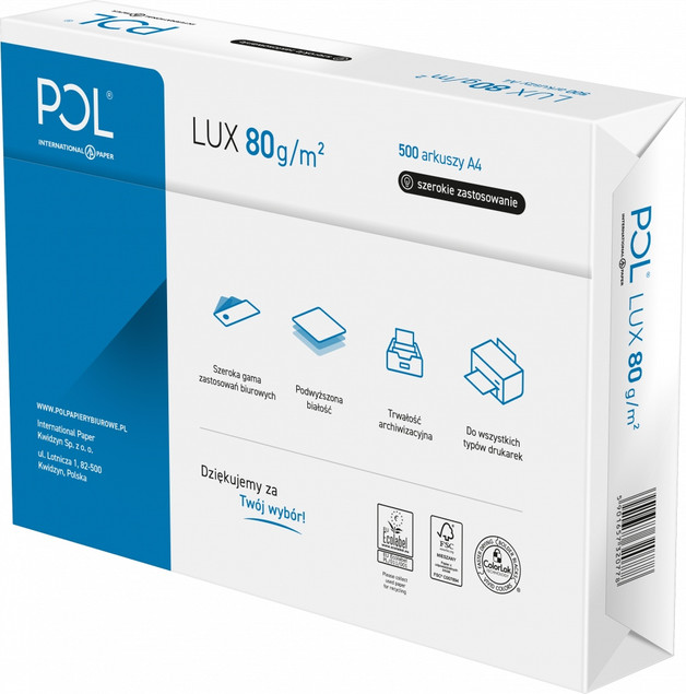 Papier ksero A4 80g 500 arkuszy POLLUX biały do drukarki i kopiarki