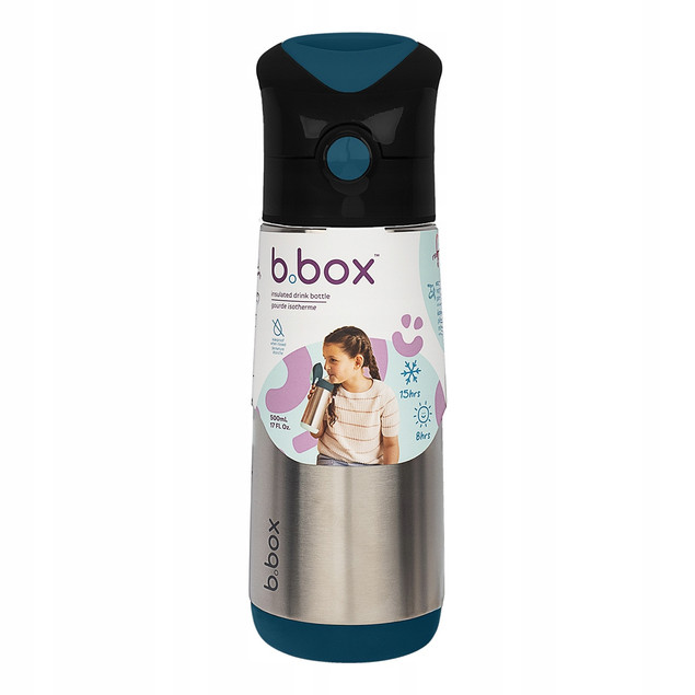 B.box Butelka Termiczna Bidon dla Dzieci ze Słomką 500 ml Night Vision Stal Nierdzewna