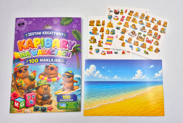 Zestaw kreatywny z naklejkami – Kapibary na wakacjach - Multigra