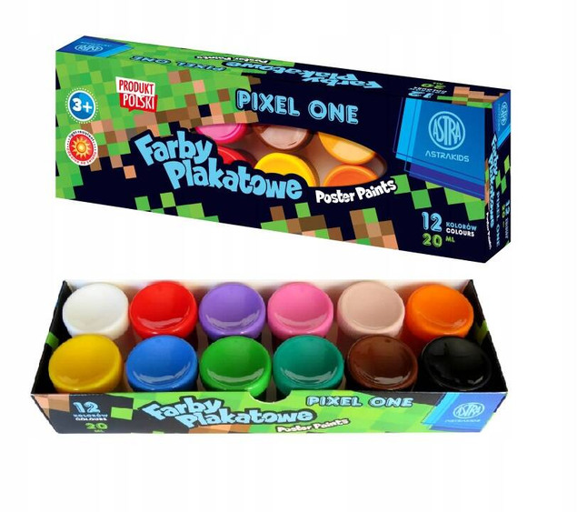 Farby plakatowe MINECRAFT Pixels 12x20ml Astra